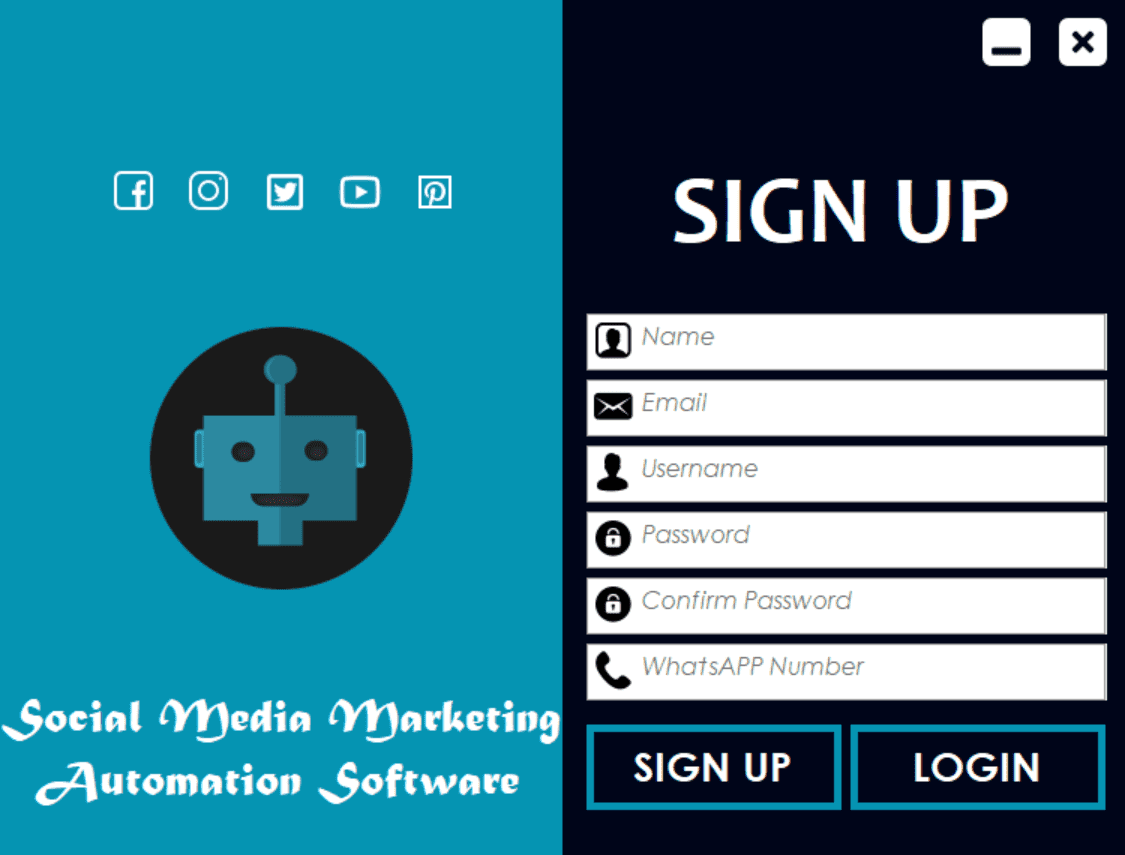 Sign Up Dashboard